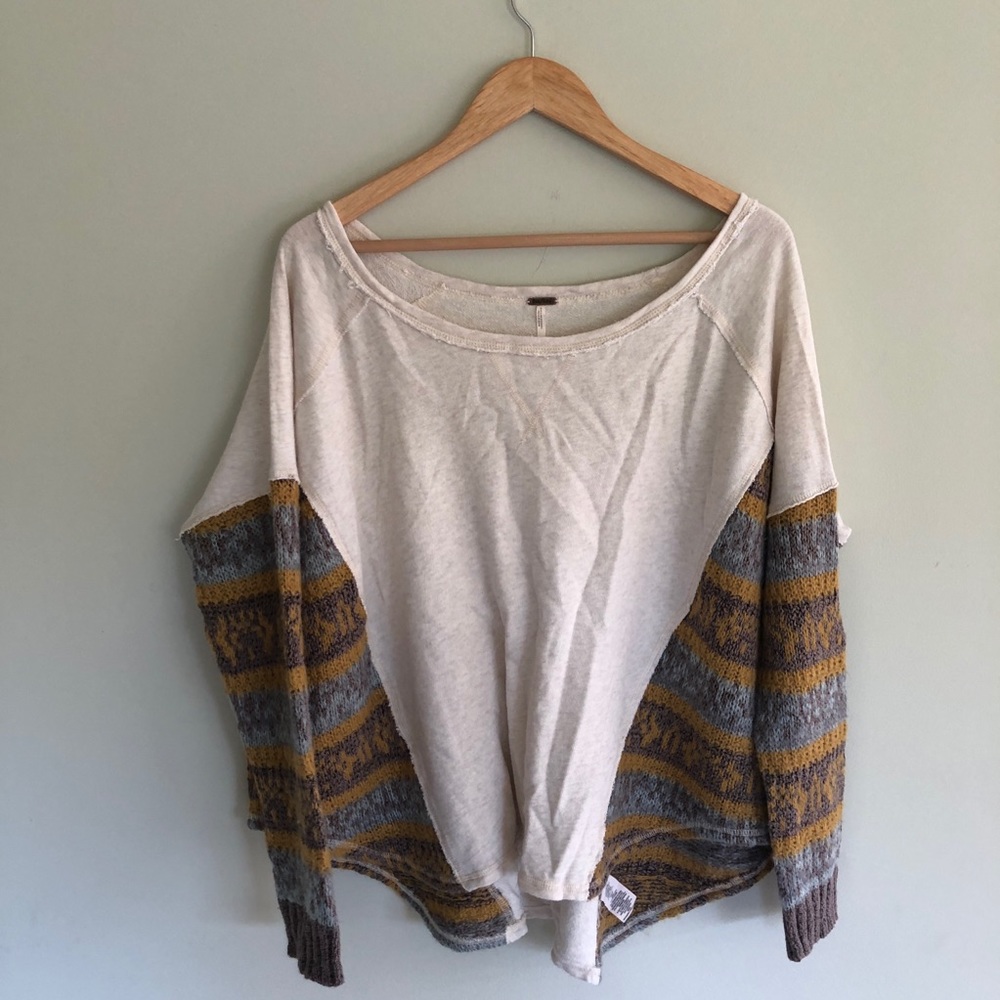 Free People Sweatshirt, knit sweater sleeves boxy